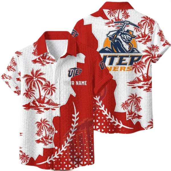 UTEP Miners Hawaiian Shirt Premium Lightweight Waffle Knit Personalize Name