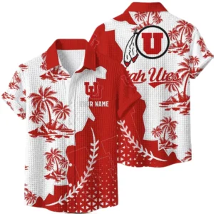Utah Utes Hawaiian Shirt Premium Lightweight Waffle Knit Personalize Name