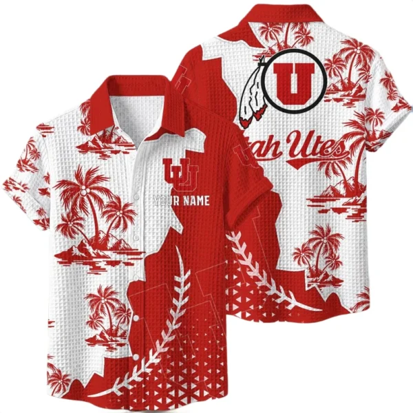 Utah Utes Hawaiian Shirt Premium Lightweight Waffle Knit Personalize Name
