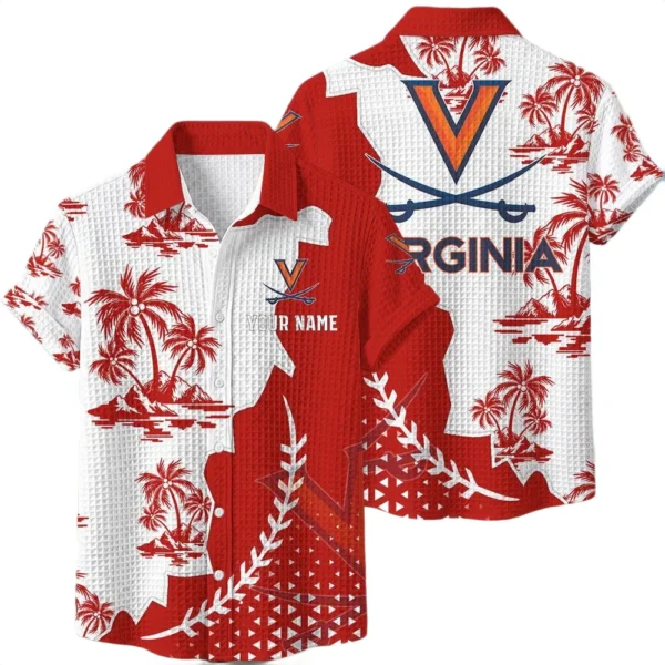 Virginia Cavaliers Hawaiian Shirt Premium Lightweight Waffle Knit Personalize Name