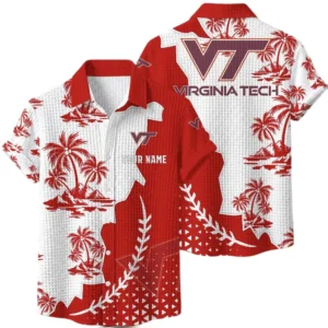 Virginia Tech Hokies Hawaiian Shirt Premium Lightweight Waffle Knit Personalize Name