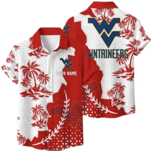 West Virginia Mountaineers Hawaiian Shirt Premium Lightweight Waffle Knit Personalize Name