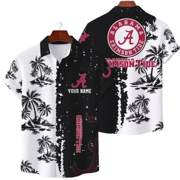 Alabama Crimson Tide Hawaiian Shirt Premium Lightweight Waffle Knit Customize Name