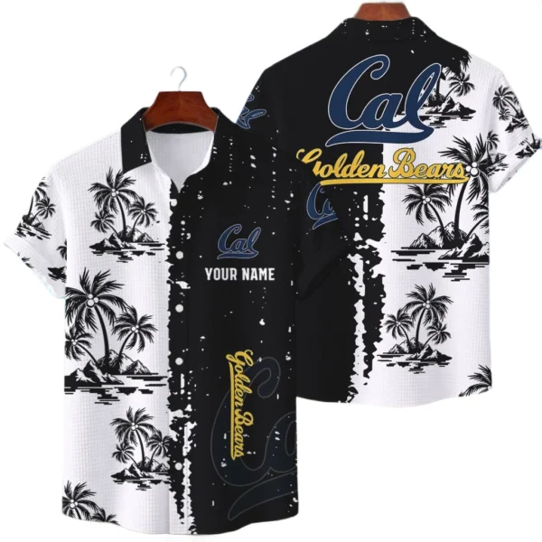 California Golden Bears Hawaiian Shirt Premium Lightweight Waffle Knit Customize Name
