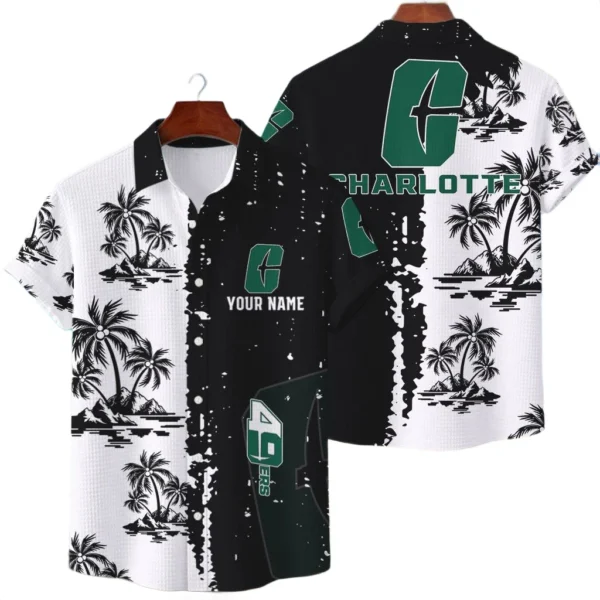 Charlotte 49ers Hawaiian Shirt Premium Lightweight Waffle Knit Customize Name
