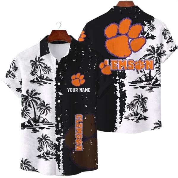 Clemson Tigers Hawaiian Shirt Premium Lightweight Waffle Knit Customize Name