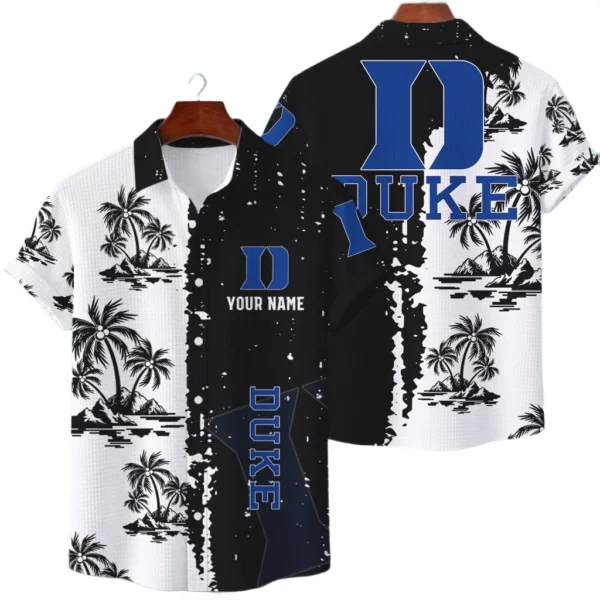 Duke Blue Devils Hawaiian Shirt Premium Lightweight Waffle Knit Customize Name