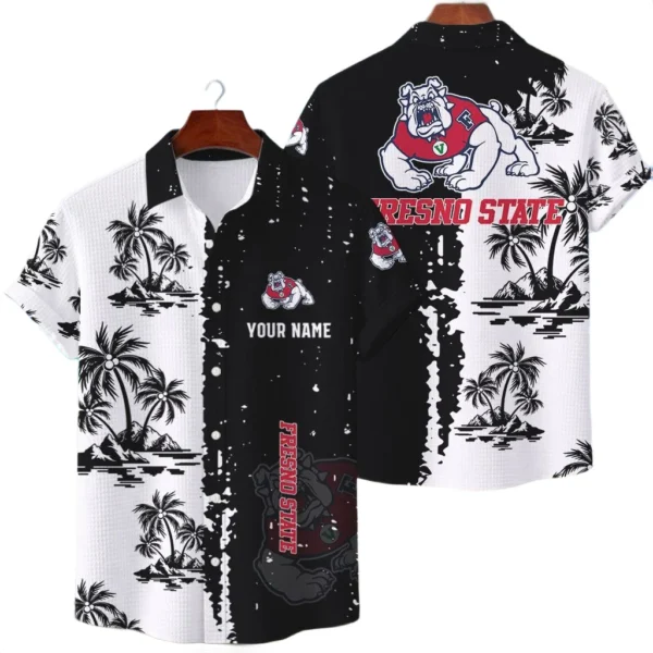 Fresno State Bulldogs Hawaiian Shirt Premium Lightweight Waffle Knit Customize Name