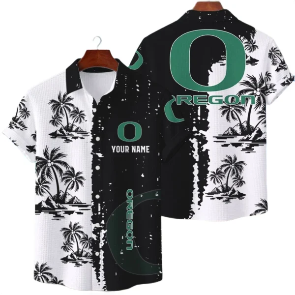 Oregon Ducks Hawaiian Shirt Premium Lightweight Waffle Knit Customize Name