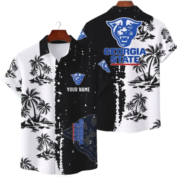 Georgia State Panthers Hawaiian Shirt Premium Lightweight Waffle Knit Customize Name