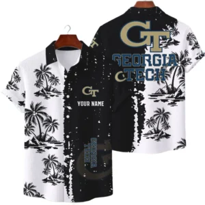 Georgia Tech Yellow Jackets Hawaiian Shirt Premium Lightweight Waffle Knit Customize Name