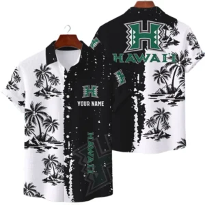 Hawaii Rainbow Warriors Hawaiian Shirt Premium Lightweight Waffle Knit Customize Name