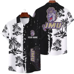 James Madison Dukes Hawaiian Shirt Premium Lightweight Waffle Knit Customize Name