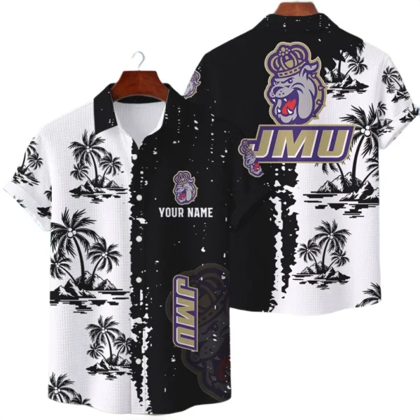 James Madison Dukes Hawaiian Shirt Premium Lightweight Waffle Knit Customize Name