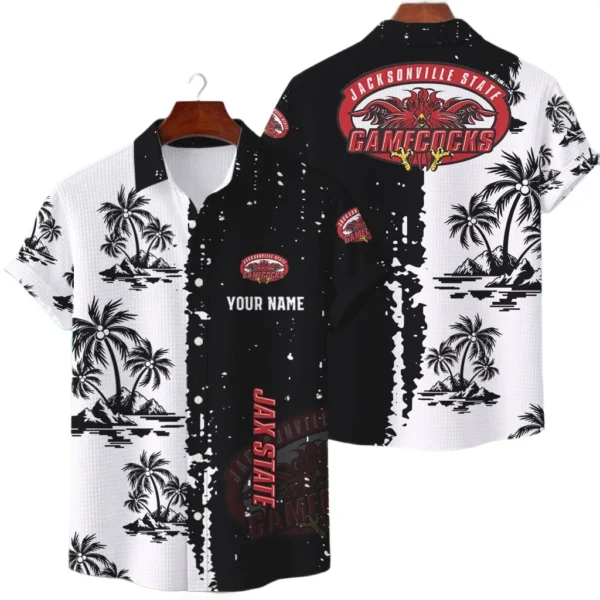 Jacksonville State Gamecocks Hawaiian Shirt Premium Lightweight Waffle Knit Customize Name