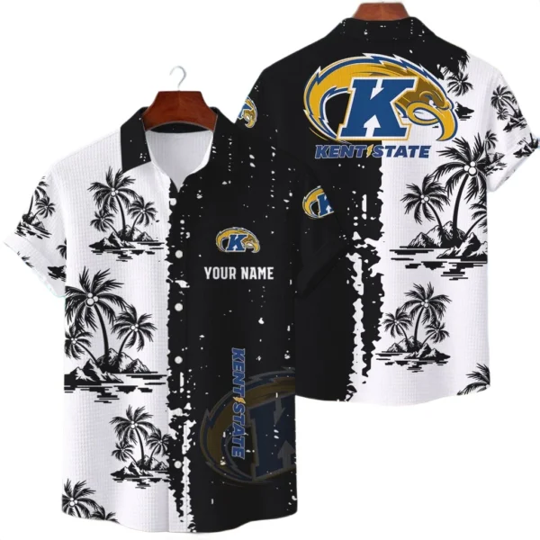 Kent State Golden Flashes Hawaiian Shirt Premium Lightweight Waffle Knit Customize Name
