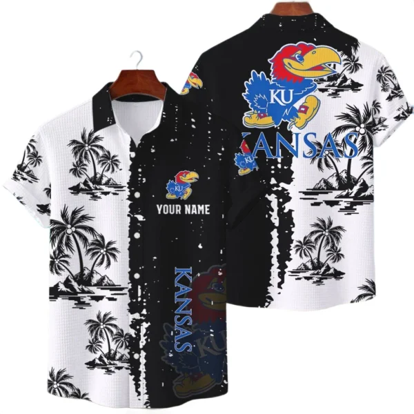 Kansas Jayhawks Hawaiian Shirt Premium Lightweight Waffle Knit Customize Name