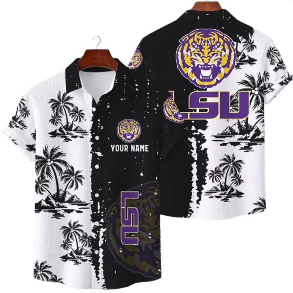 LSU Tigers Hawaiian Shirt Premium Lightweight Waffle Knit Customize Name