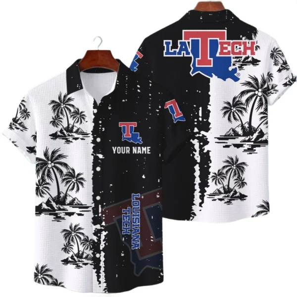 Louisiana Tech Bulldogs Hawaiian Shirt Premium Lightweight Waffle Knit Customize Name