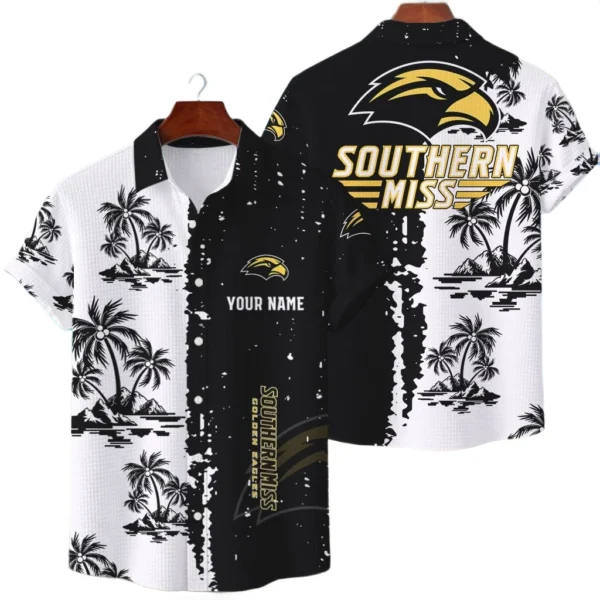 Southern Miss Golden Eagles Hawaiian Shirt Premium Lightweight Waffle Knit Customize Name