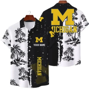 Michigan Wolverines Hawaiian Shirt Premium Lightweight Waffle Knit Customize Name