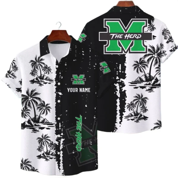 Marshall Thundering Herd Hawaiian Shirt Premium Lightweight Waffle Knit Customize Name