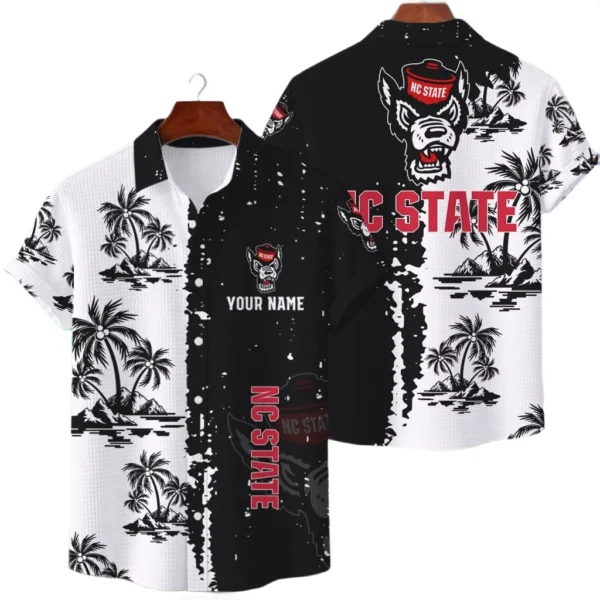 NC State Wolfpack Hawaiian Shirt Premium Lightweight Waffle Knit Customize Name