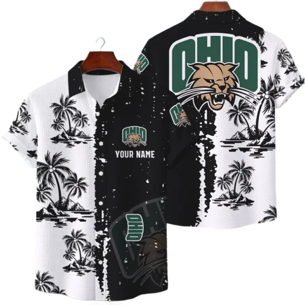 Ohio Bobcats Hawaiian Shirt Premium Lightweight Waffle Knit Customize Name