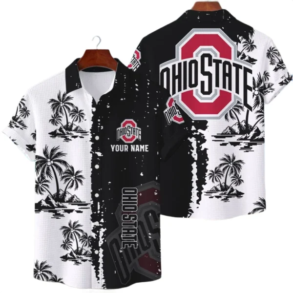 Ohio State Buckeyes Hawaiian Shirt Premium Lightweight Waffle Knit Customize Name
