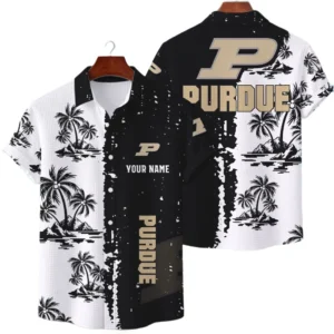 Purdue Boilermakers Hawaiian Shirt Premium Lightweight Waffle Knit Customize Name