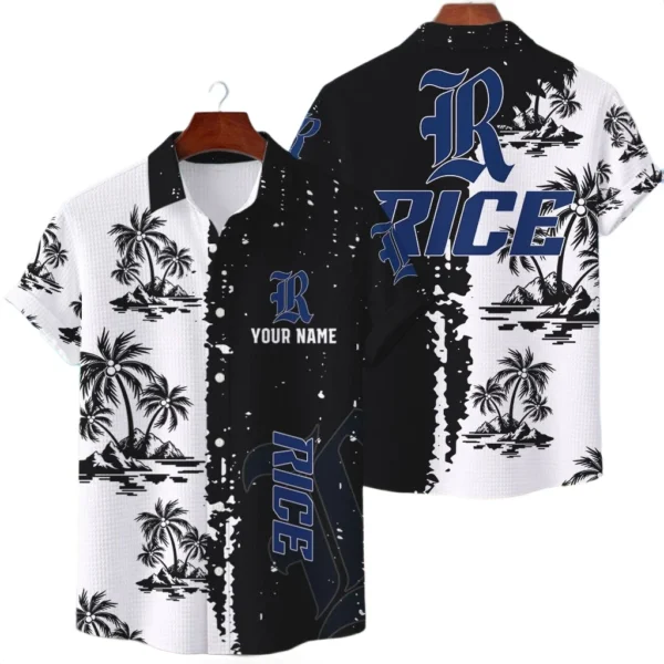 Rice Owls Hawaiian Shirt Premium Lightweight Waffle Knit Customize Name