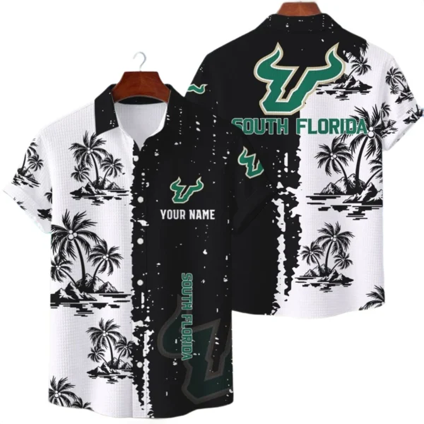 South Florida Bulls Hawaiian Shirt Premium Lightweight Waffle Knit Customize Name