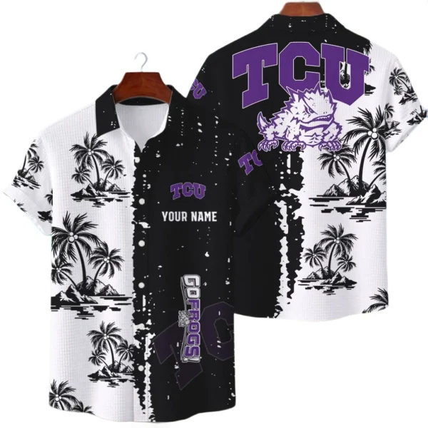 TCU Horned Frogs Hawaiian Shirt Premium Lightweight Waffle Knit Customize Name