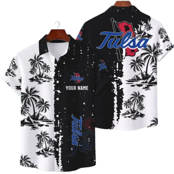 Tulsa Golden Hurricane Hawaiian Shirt Premium Lightweight Waffle Knit Customize Name