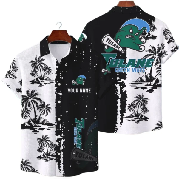 Tulane Green Wave Hawaiian Shirt Premium Lightweight Waffle Knit Customize Name