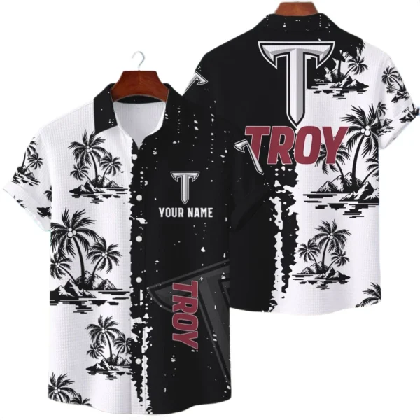 Troy Trojans Hawaiian Shirt Premium Lightweight Waffle Knit Customize Name