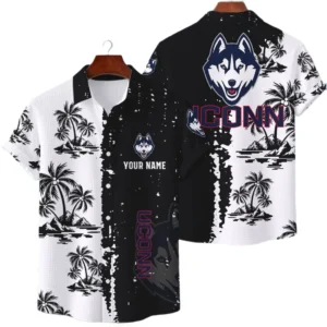 UConn Huskies Hawaiian Shirt Premium Lightweight Waffle Knit Customize Name
