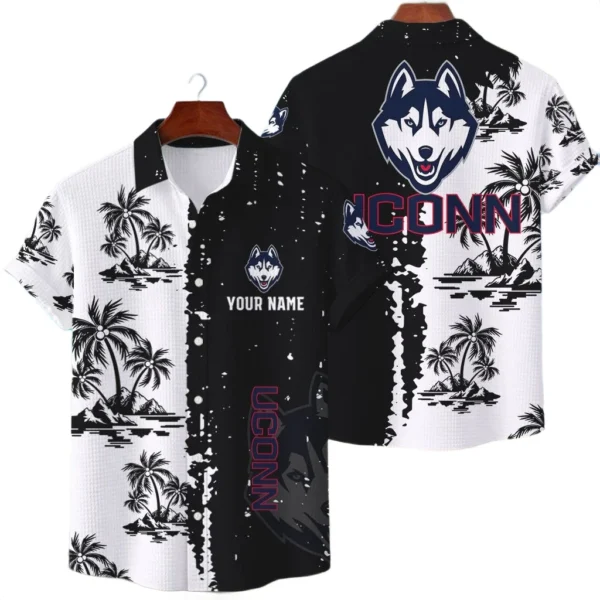UConn Huskies Hawaiian Shirt Premium Lightweight Waffle Knit Customize Name