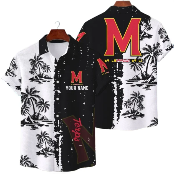 Maryland Terrapins Hawaiian Shirt Premium Lightweight Waffle Knit Customize Name
