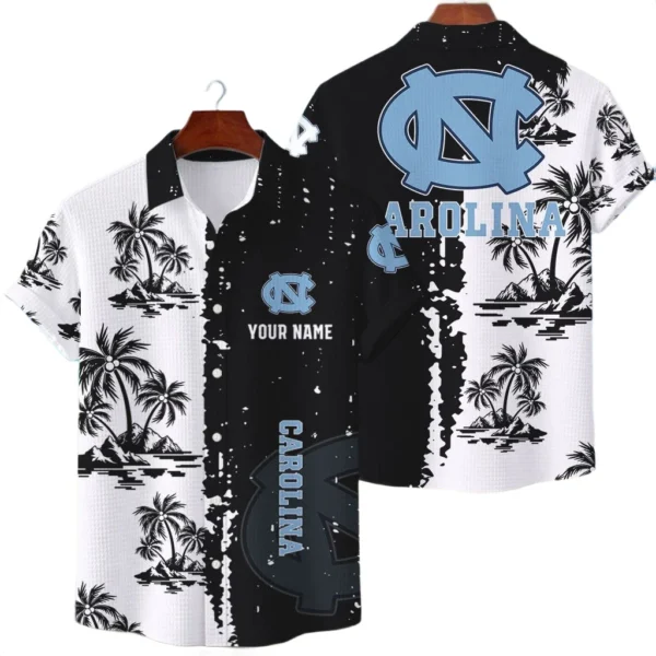North Carolina Tar Heels Hawaiian Shirt Premium Lightweight Waffle Knit Customize Name