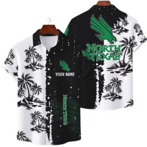 North Texas Mean Green Hawaiian Shirt Premium Lightweight Waffle Knit Customize Name