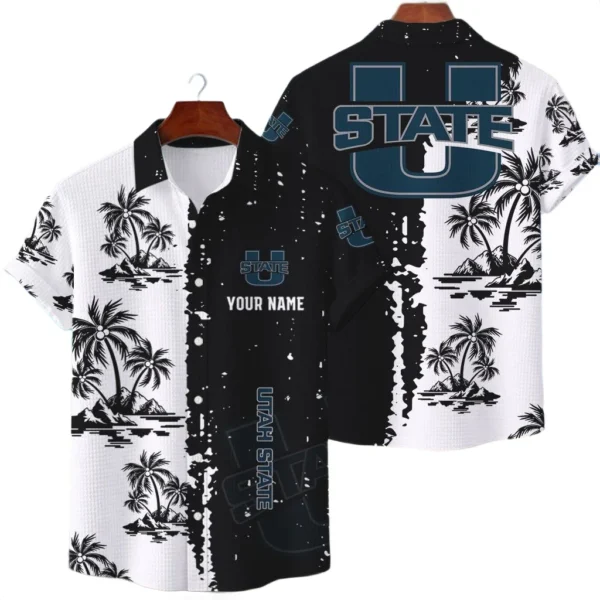 Utah State Aggies Hawaiian Shirt Premium Lightweight Waffle Knit Customize Name