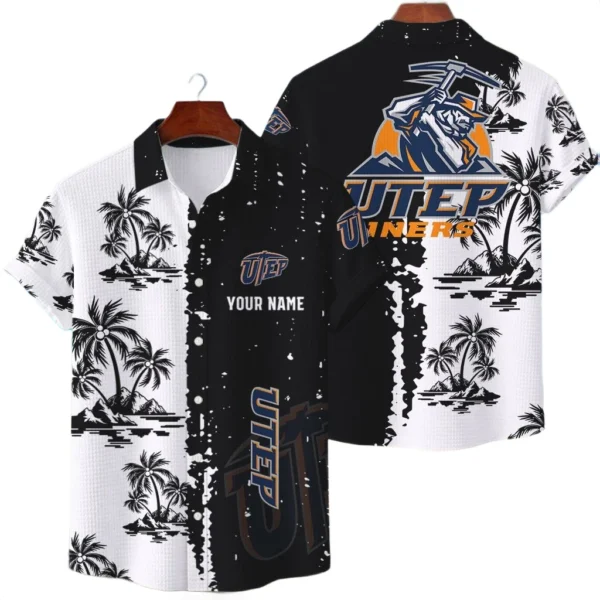 UTEP Miners Hawaiian Shirt Premium Lightweight Waffle Knit Customize Name
