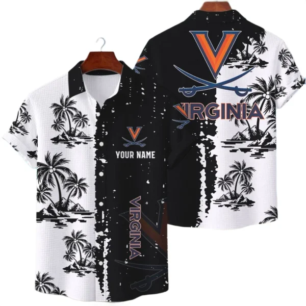 Virginia Cavaliers Hawaiian Shirt Premium Lightweight Waffle Knit Customize Name