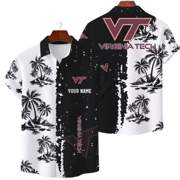 Virginia Tech Hokies Hawaiian Shirt Premium Lightweight Waffle Knit Customize Name