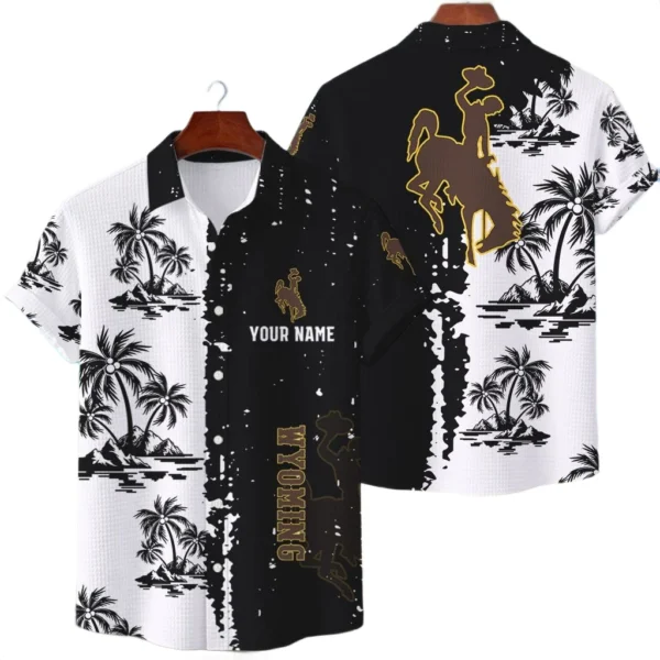 Wyoming Cowboys Hawaiian Shirt Premium Lightweight Waffle Knit Customize Name