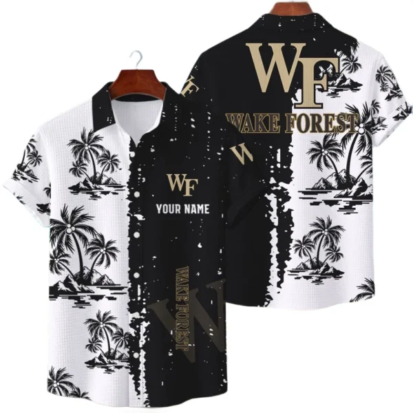 Wake Forest Demon Deacons Hawaiian Shirt Premium Lightweight Waffle Knit Customize Name