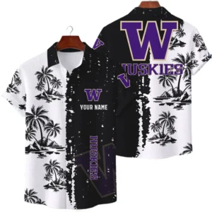 Washington Huskies Hawaiian Shirt Premium Lightweight Waffle Knit Customize Name