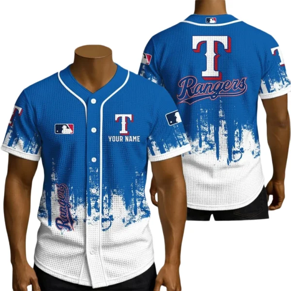 Texas Rangers Waffle Baseball Jersey Premium Lightweight Breathable Sportswear Personalize Name
