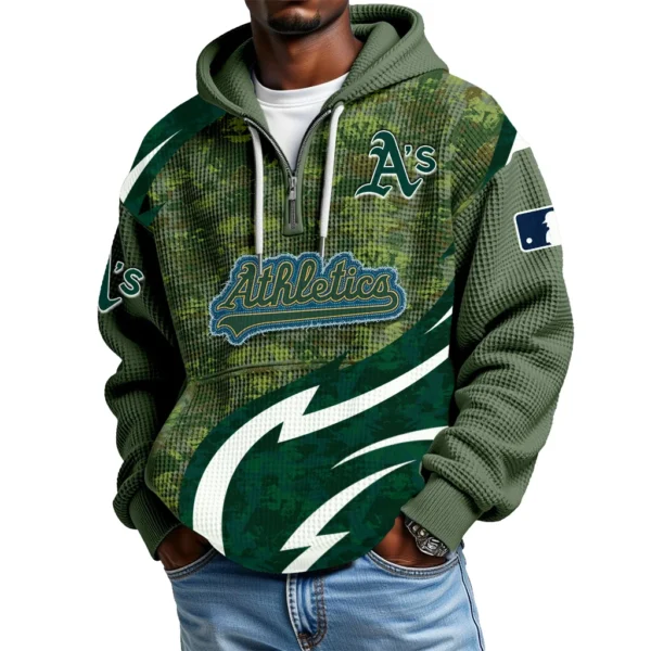 Athletics Men's Waffle Knit Hoodie Quarter Zip New 2026 Limited
